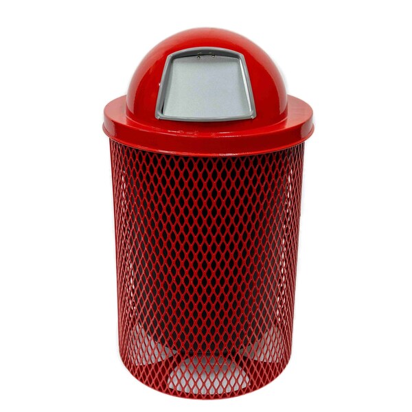 Mytcoat Trash Receptacle, Dome Lid, Liner, 32 Gal, Red, Expanded Metal, Textured Coating 804366 - main