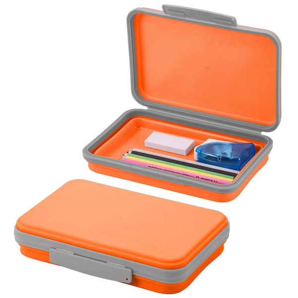 Its Academic Flexi Storage Box with Lid, Collapsible Pencil Case Design for Craft and School Supplies, Orange 23124-OG21-DM - main