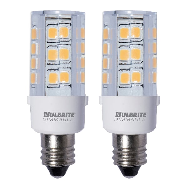 Bulbrite 35w Equivalent T4 Dimmable (E12) Candelabra Screw Base Soft Wht Lght Clear LED Lght Bulb, 3000K, 2PK 861519 - main
