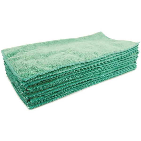 Renown 16 in. x 16 in. Premium Microfiber Cleaning Cloth in Green, 12PK REN01616-GPZ - main