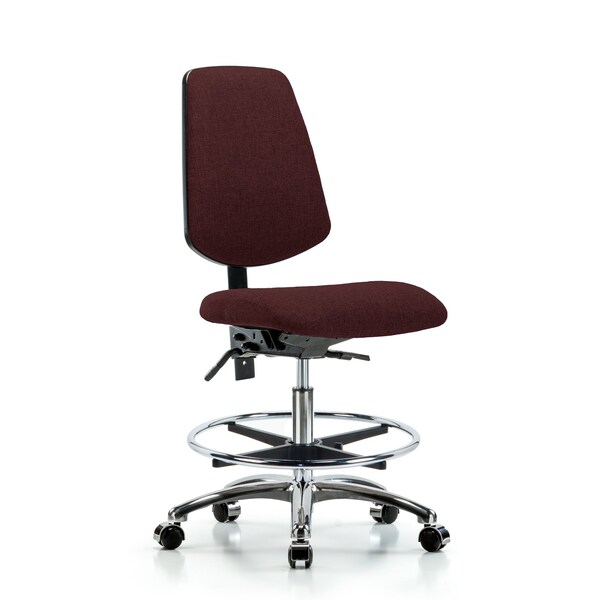 Blue Ridge Ergonomics Fab Med Bench Chair, Bk, CF, Cast, Bur, No Arms, 22" to 29" Height, Burgundy BR-FMBCH-MB-CR-T1-A0-CF-CC-F41 - main