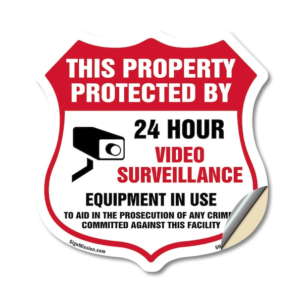 Signmission Video Surveillance Shield Sign This Prop, 18 Inch X 18 Inch, Vinyl Decal SHI-D-18-470 - main