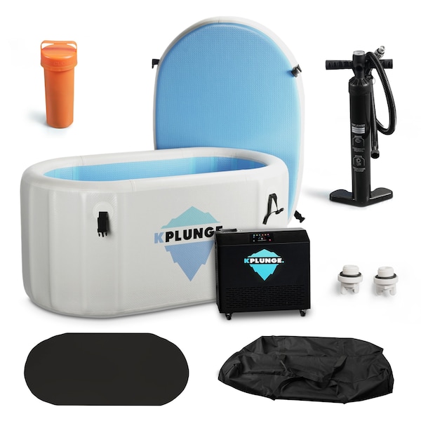 Kplunge Kodiak 1-Person Inflatable Cold Plunge, PVC Insulated Lid, 3/4 HP Chiller and Heater in Gray CP-IFTUB-08HP - main
