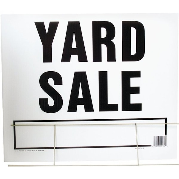 Hy-Ko Lawn Sign, YARD SALE, Black Legend, Plastic, 24 in W x 19 in H Dimensions LYS-5 - main