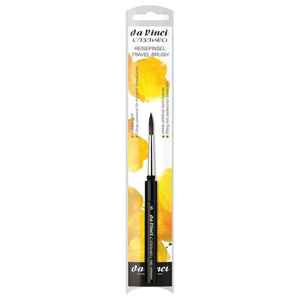 Da Vinci CASANEO Travel Pocket Brush, Extra Soft Synthetic, Watercolor, Round, Series 1593TP, Size 6 VA-1593TP_6 - main