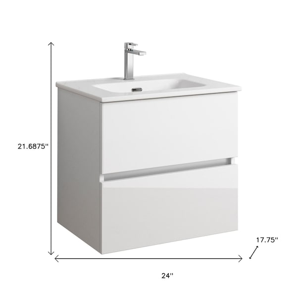 Homeroots 24" White Wood Freestanding Bathroom Vanity With White Sink And Two Drawers 627390 - main