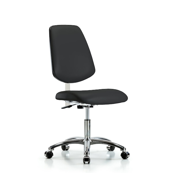 Blue Ridge Ergonomics Clean Room Chair Vin Desk Chair, Med, Bk, Cast, Blk, CL100, No Arms, 18" to 23" Height, Vinyl, Black BR-NCR-VDHCH-MB-CR-T0-A0-CC-8540 - main