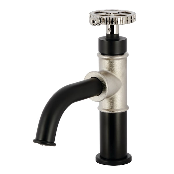 Kingston Brass One-Handle Single-Hole Bathroom Faucet with Push Pop-Up Drain, Matte Black/Polished Nickel KS2826CG - main