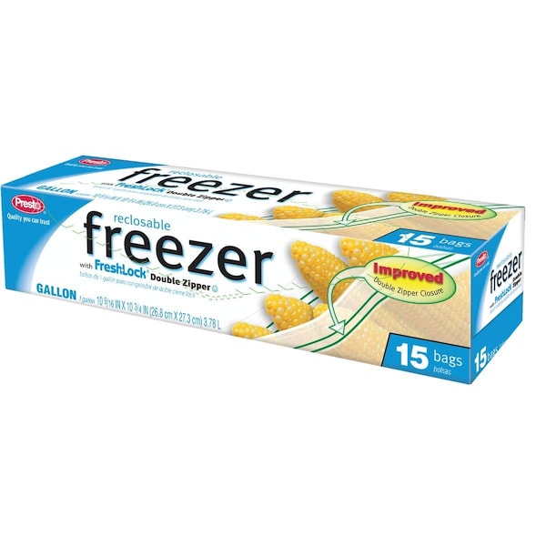 Presto 1 Gal. Reclosable Double Zipper Freezer Bag, 15 Count CO3708S - main