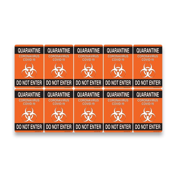Signmission OSHA Sign, Quarantine Do Not Enter 2, 5in X 3.5in, 10PK, 5" W, 3.5" H, Quarantine Do Not Enter 2 OS-NS-D-35-25577-10PK - main