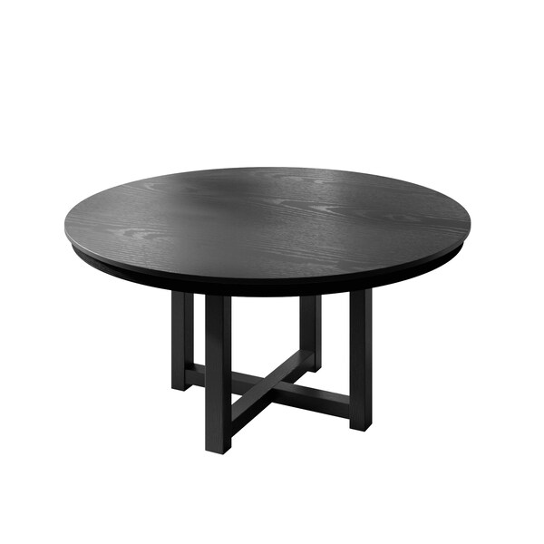 Homeroots 52" Black Solid Wood Round Top Dining Table 712149 - main