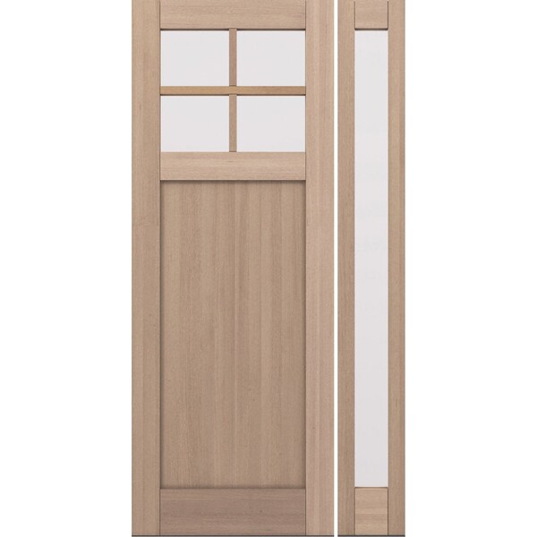 Doornmore CRF-P1G4, 51.5" x 98" ( 36" Door + 12" Side) Left Hand, Mahogany SDL 4 Lite Exterior Door CRF-P1G4-SW-3696-G101-SL_1-1_LI - main