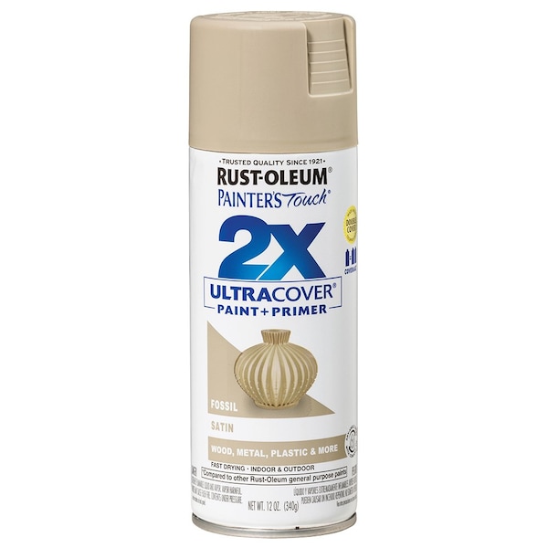 Ultra Cover 2X 12 Oz Rust-Oleum Painter's Touch 2X Fossil Ultra Cover Paint + Primer Spray Paint, Satin 334067 - main