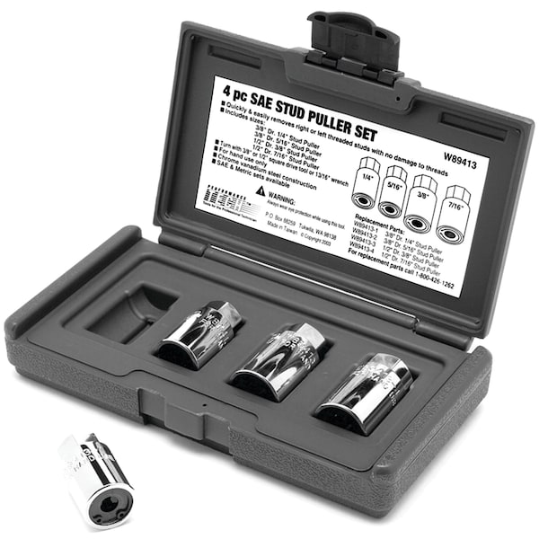 Performance Tool 4-Pc Sae Stud Puller Set Extractor Kit-S, W89413 W89413 - main