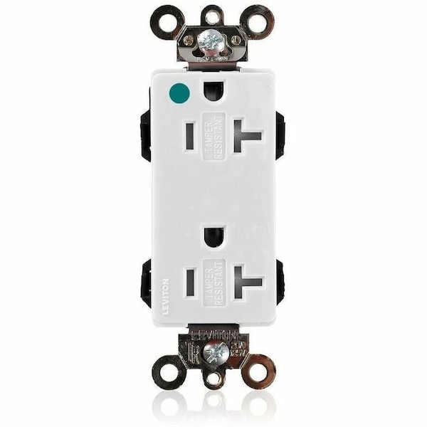 Leviton Hospital Grade Decora Receptacle, 20 Amp, 125 Volt MT163-HGW - main