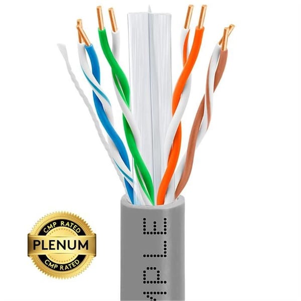 Cmple Cat6 Bulk Plenum Ethernet 23AWG Cable - 550MHz, 1000 ft. - Gray 1321-N - main