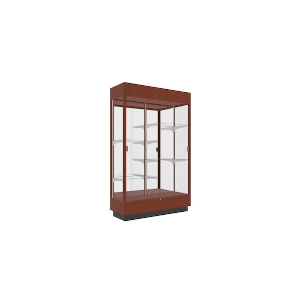 Ghent Heritage Wood Display Case, Lighted, Caramel Hardwood, Mirror Back, 76''H x 48''W x 18''D 893M-MB-K - main