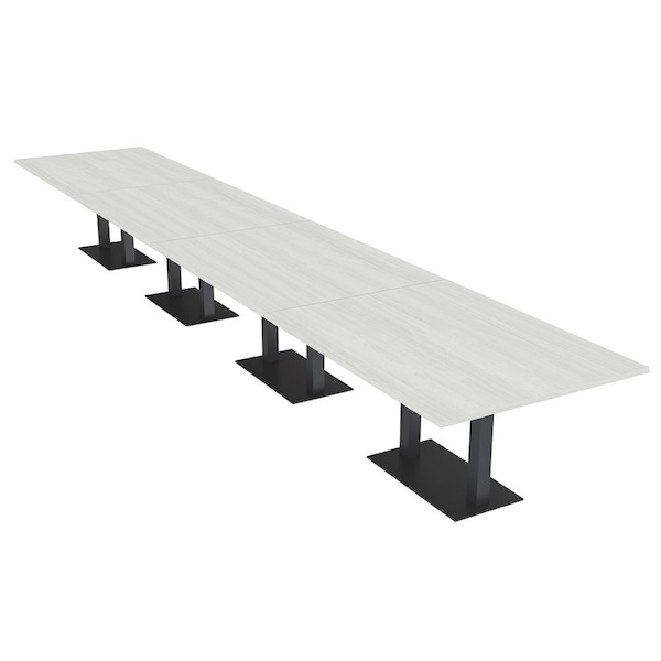 Skutchi Designs Rectangle Conference Table With Power Unit, 48 in W, 264 in L, White HAR-REC-48X264-DOU.BK-WA7976-NA - main