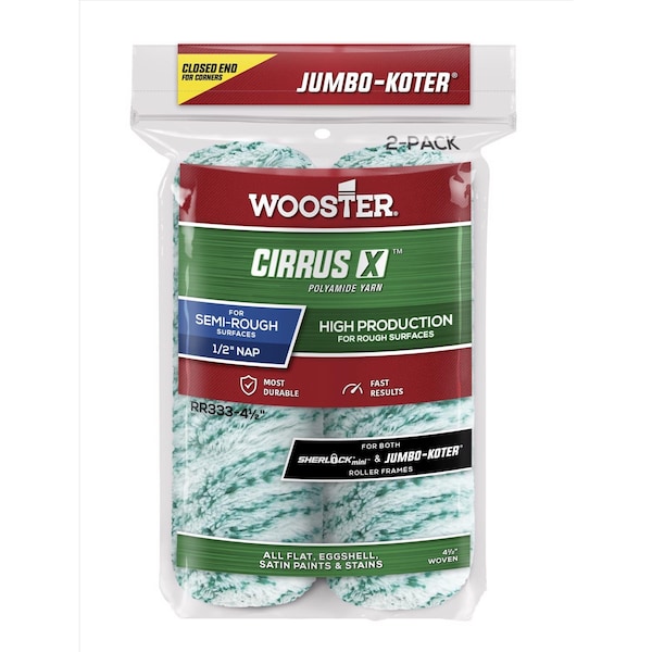 Wooster Jumbo-Koter Polyamide Fabric 4 1/2 in. W X 1/2 in. Trim Roller Refill 2 pk RR333-4 1/2 - main