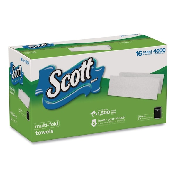 Scott Interfold Paper Towels, 1 Ply, 250 Sheets, 196 ft, White, 16 PK 55692 - main