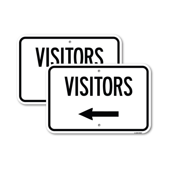 Signmission Visitors with Left Arrow, 18'' X 24'' 2 Signs, Heavy Gauge Aluminum, 2PK A-1824-2PACK-24617 - main