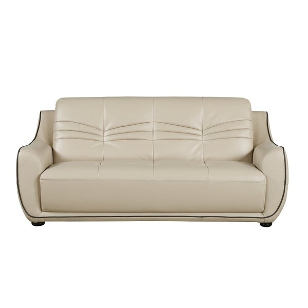 Homeroots 86" Beige Faux Leather Sofa With Black Legs 329507 - main