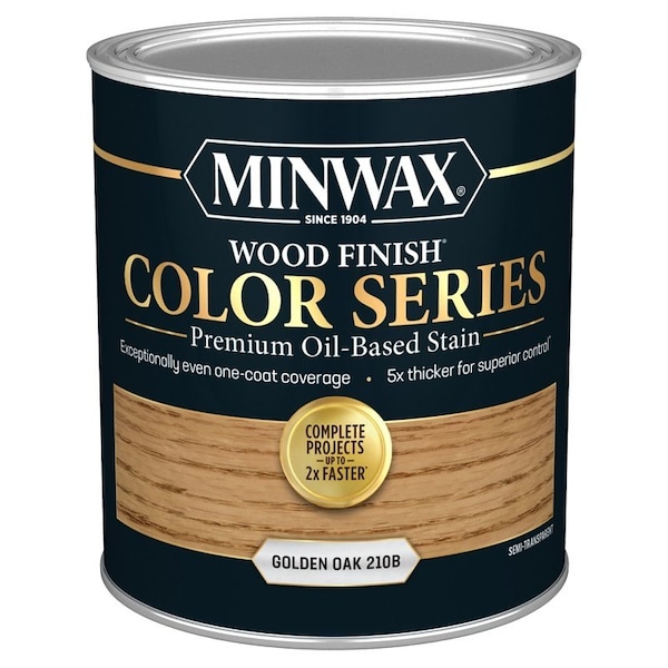 Minwax Wood Finish Color Series Interior Wood Stain, Semi-Transparent, Golden Oak, Liquid, 1 qt 800001000 - main
