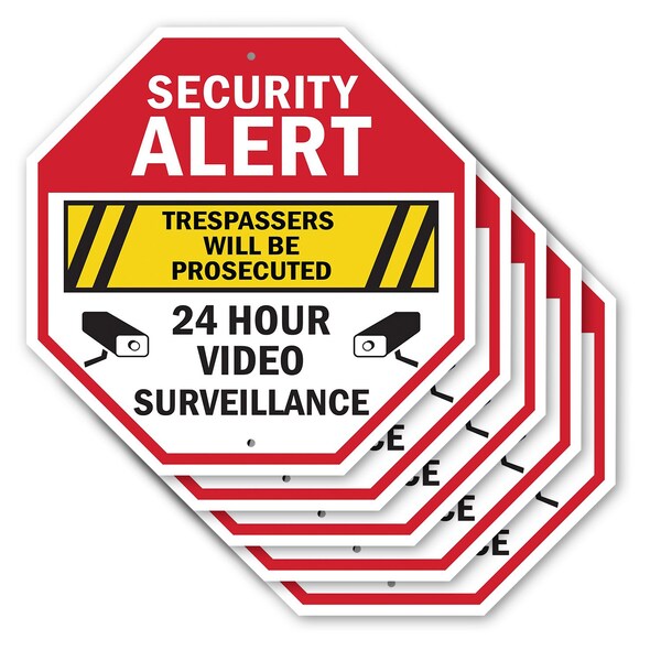 Signmission Security Alert Trespassers Will Be, 10 inch X 10 inch, Aluminum Metal Signs, 5PK OC-A-5Pack-10-5 - main