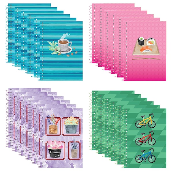 Roaring Spring Case of Notebooks, Wirebound, 7"x5", 80 sht, Recycled Pastel Paper, Personal Size, Asstd. Cover, PK24 12511cs - main
