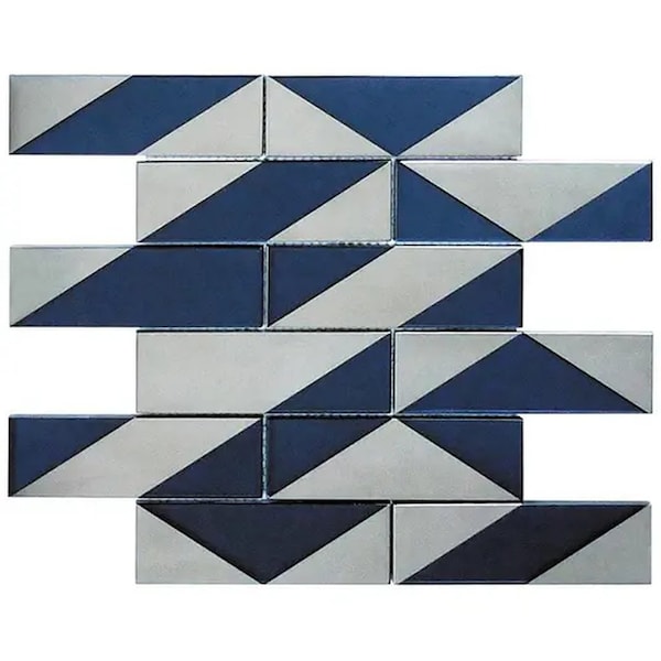 Apollo Tile Mirari 12x12 in. Blue, Gray Glossy Glass 3D Geometric Subway Mosaic Wall Tile (4.79 sq ft/case) 5PK APLMNC8809MAA - main