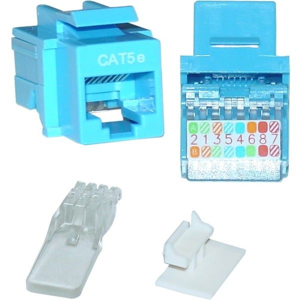 Cable Wholesale Cat5e Keystone Jack, Blue, Toolless, RJ45 Female 311-120BL - main