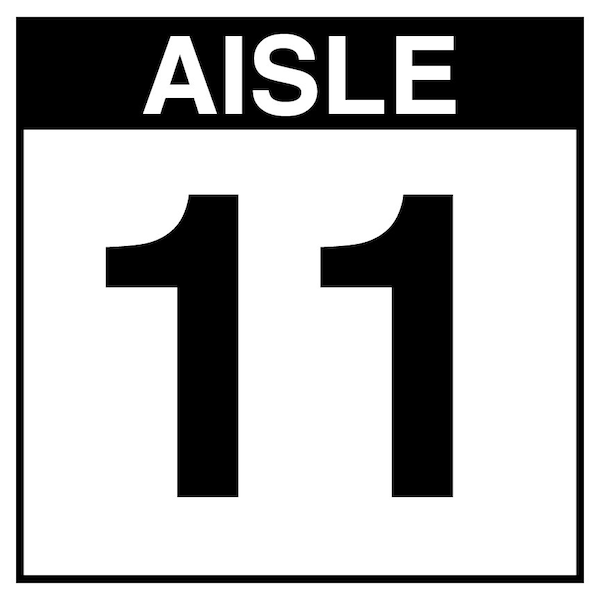 5S Supplies Warehouse Aisle 11 Sign - 8in x 8in - DOUBLE - BRKT - PVC AISLE11-8X8-DOUBLE-BRKT - main