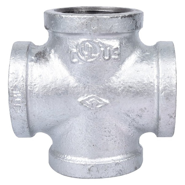 Prosource Pipe Cross, 1-1/4 in, Female, Malleable Iron, 40 Schedule, 300 psi Pressure PPG180-32 - main