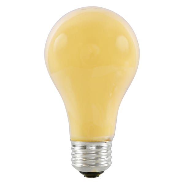 Ledvance/ Sylvania Incandescent A19 Bulb Shape Yellow Bug Light Medium Aluminum Base 60Watt120Volt 60AYRP-120V/10390 - main