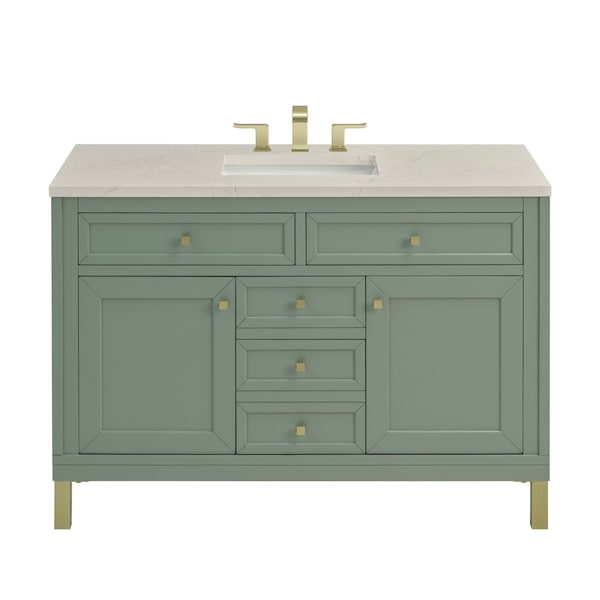 James Martin Vanities Chicago 48" Single Vanity, Smokey Celadon, w/ 3 CM Siberian Silestone Top 503-V48-SC-3SFR - main