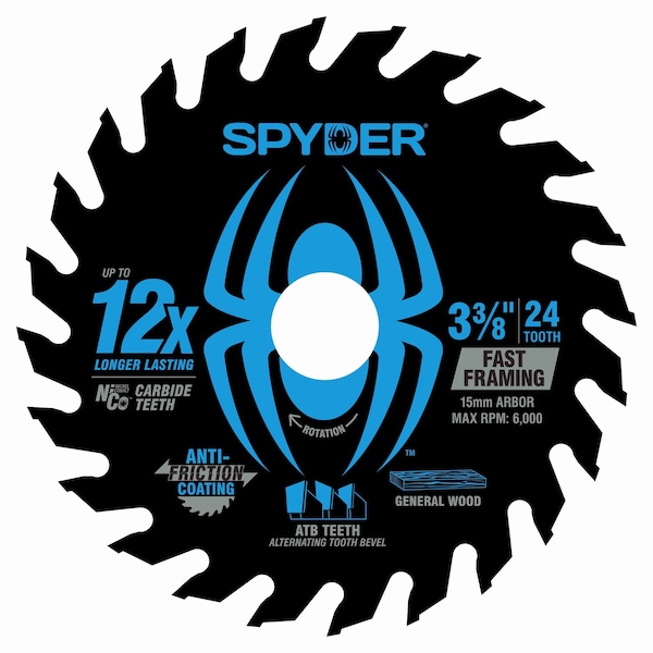 Spyder 3-3/8-Inch 24-Tooth Saw Blade for Fast Framing 13115 - main