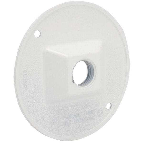 Hubbell Cluster Cover, 4-1/8 in Dia, 4-1/8 in W, Round, Metal, White, Powder-Coated 5193-6 - main