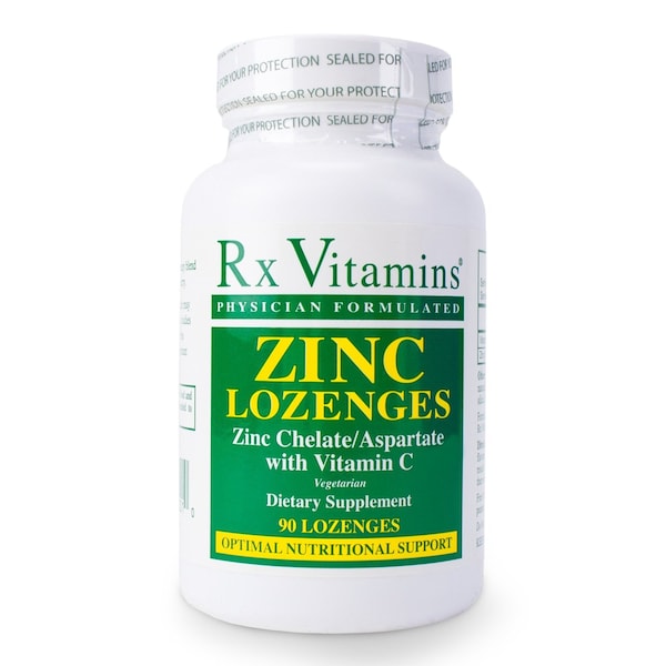 Rx Vitamins Zinc Lozenges, 46mg Zinc Aspartate with Vitamin C, Vegetarian, Hypoallergenic, 90PK 3001 - main