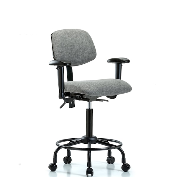 Blue Ridge Ergonomics Chair, Fabric, Med Bench, RT AA Casters, Gry, 6-Way Adjustable, 22" to 29" Height, Gray BR-FMBCH-RT-T0-A1-RC-F44 - main