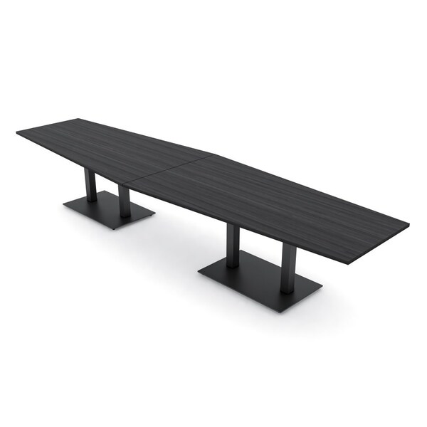 Skutchi Designs Hexagon Conference Table With Power, 48 in W, 168 in L, Grey HAR-HEX.IR-48X168-DOU.BK-WA7949-NA - main