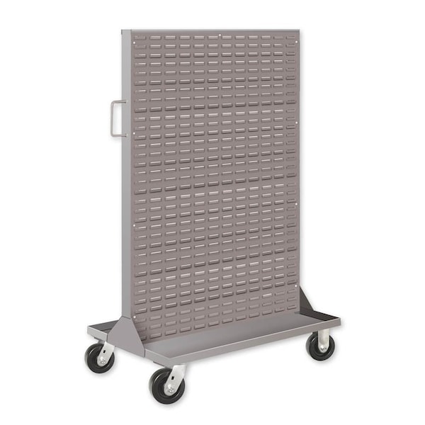 Pucel Portable Bin & Shelf Cart, Two Louvered Panels and Pegboard Panel, 36in W x 24in D x 61in H, Gray PBSC-2L-36P - main