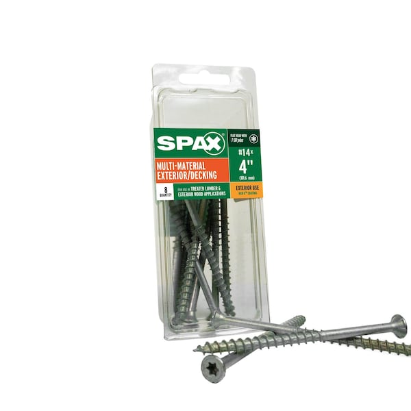 Spax #14 x 4 in Exterior Wood Deck Screws Construction Flat Head T-Star Plus, 8PK 4191670601002 - main