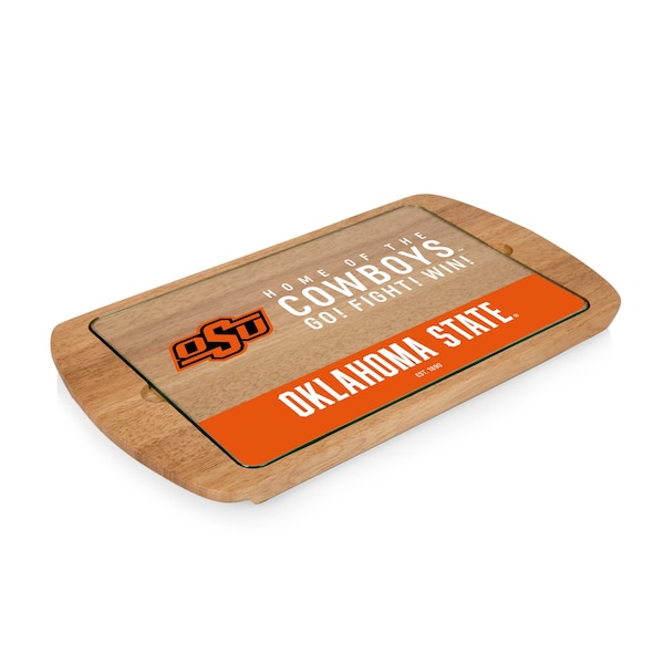 Picnic Time Family Of Brands NCAA Oklahoma State Cowboys Billboard Glass Top Cheese Board - Charcuterie Boards, Parawood 911-01-505-464-0 - main