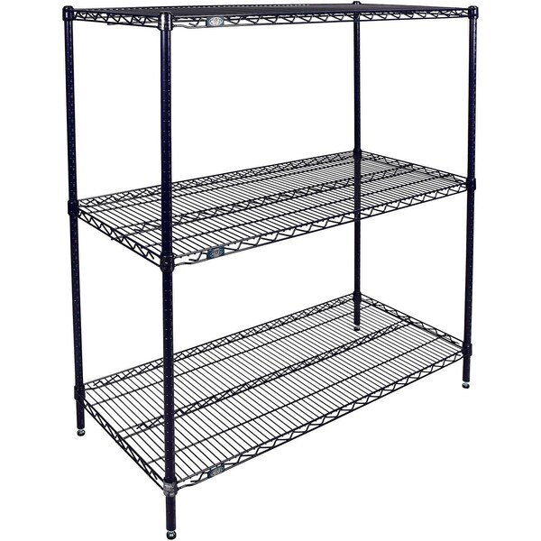 Global Industrial Nexel 3 Shelf, Nexelon Blue Wire Shelving Unit, Starter, 24"W x 14"D x 54"H B3151676 - main