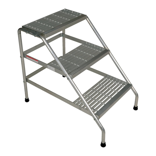 Vestil Step Stand, 3 Steps, 30 Overall Height, Aluminum, Silver SSA-3-KD - main