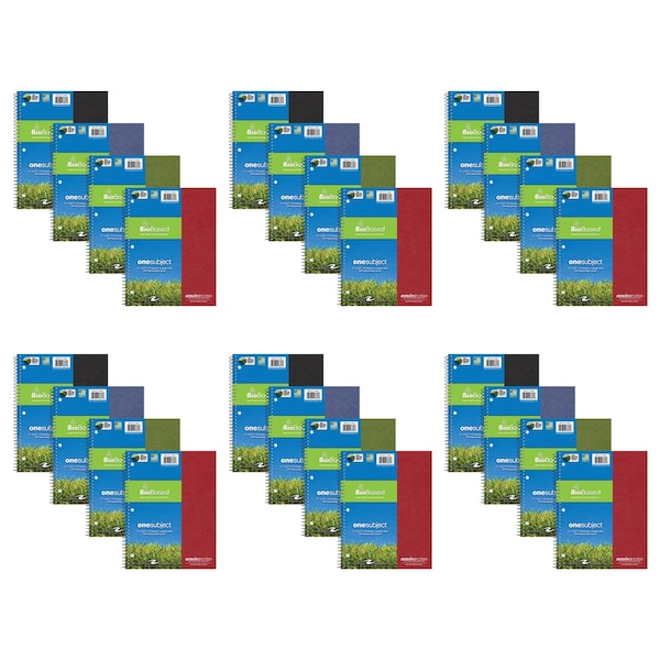 Roaring Spring Case of Environotes Recycled 1 Subject Spiral Notebook, College Ruled, 11"x8.5" 70 sht, Asstd Covers, PK24 13361cs - main