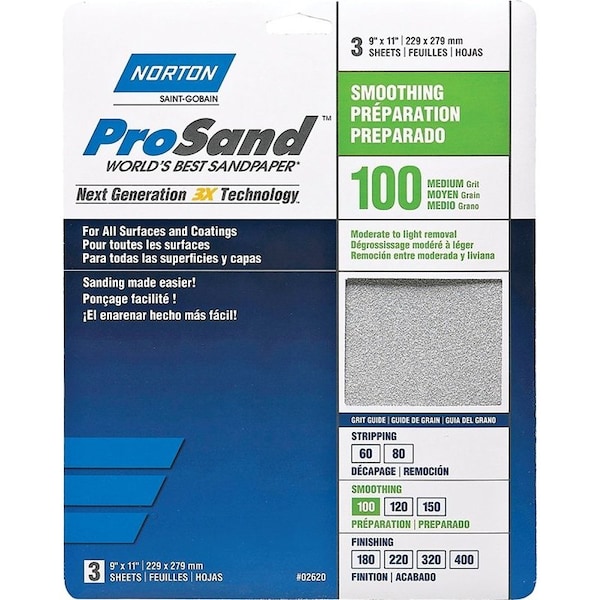 Norton Co Sandpaper Al Oxd 100Grt 9X11In 02620 - main