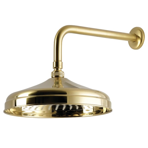 Kingston Brass 10" Round Raindrop Brass Shower Head with 12" Shower Arm, Brushed Brass K225K37 - main