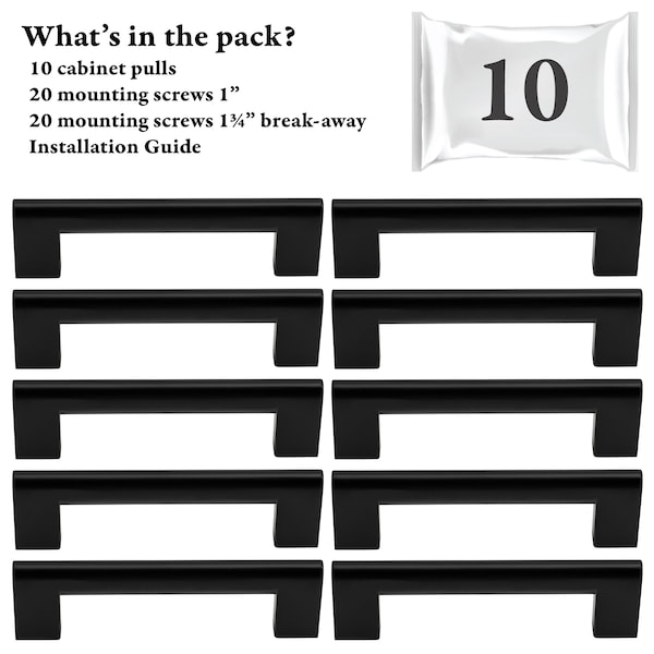 Designperfect 3-3/4'' Center-to-Center Bar Pull, 10PK DPA10S103BLK - main