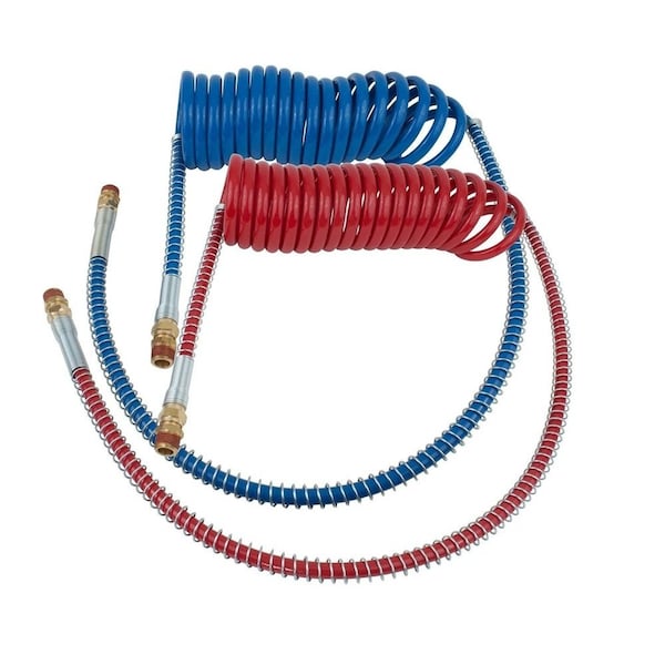Mytee Products Air Brake Coiled/Hose Assembly - 15Ft with 40in Pigtails Trailer End & 12in Tractor End MP-ABCA-17215-040 - main